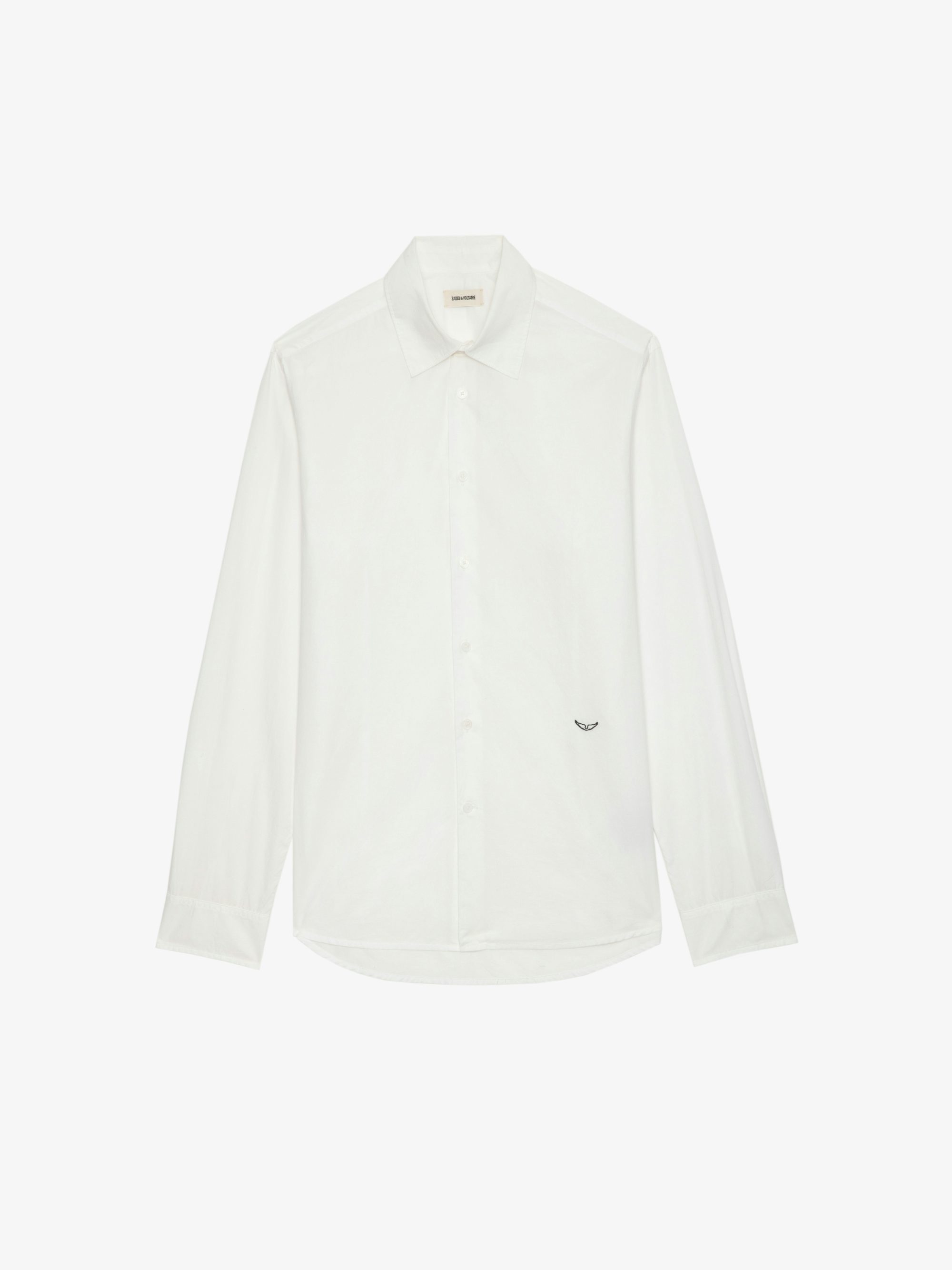 Hemd Sid - Schmal geschnittene Bluse aus Baumwoll-Voile mit gestickten Signature-Metallflügeln, langen Ärmeln und Knopfverschluss.